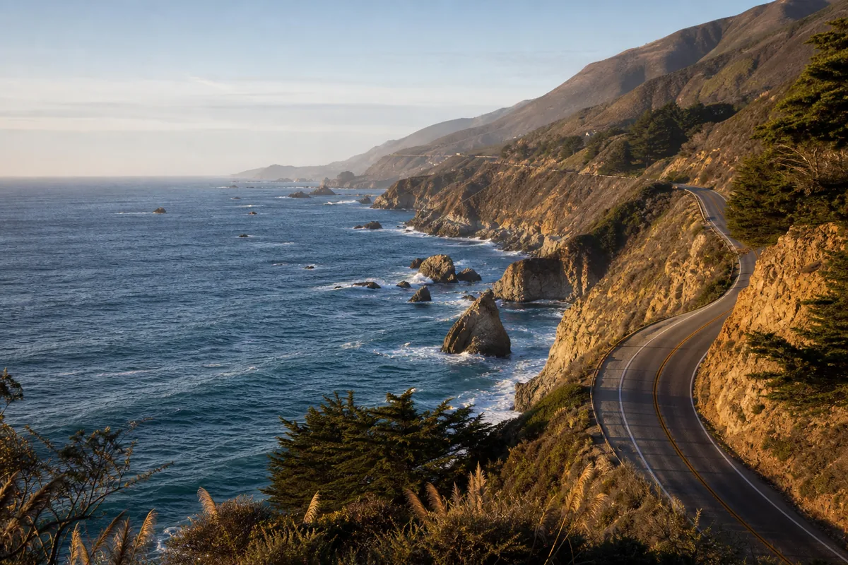 La Pacific Coast Highway le long des falaises de Californie